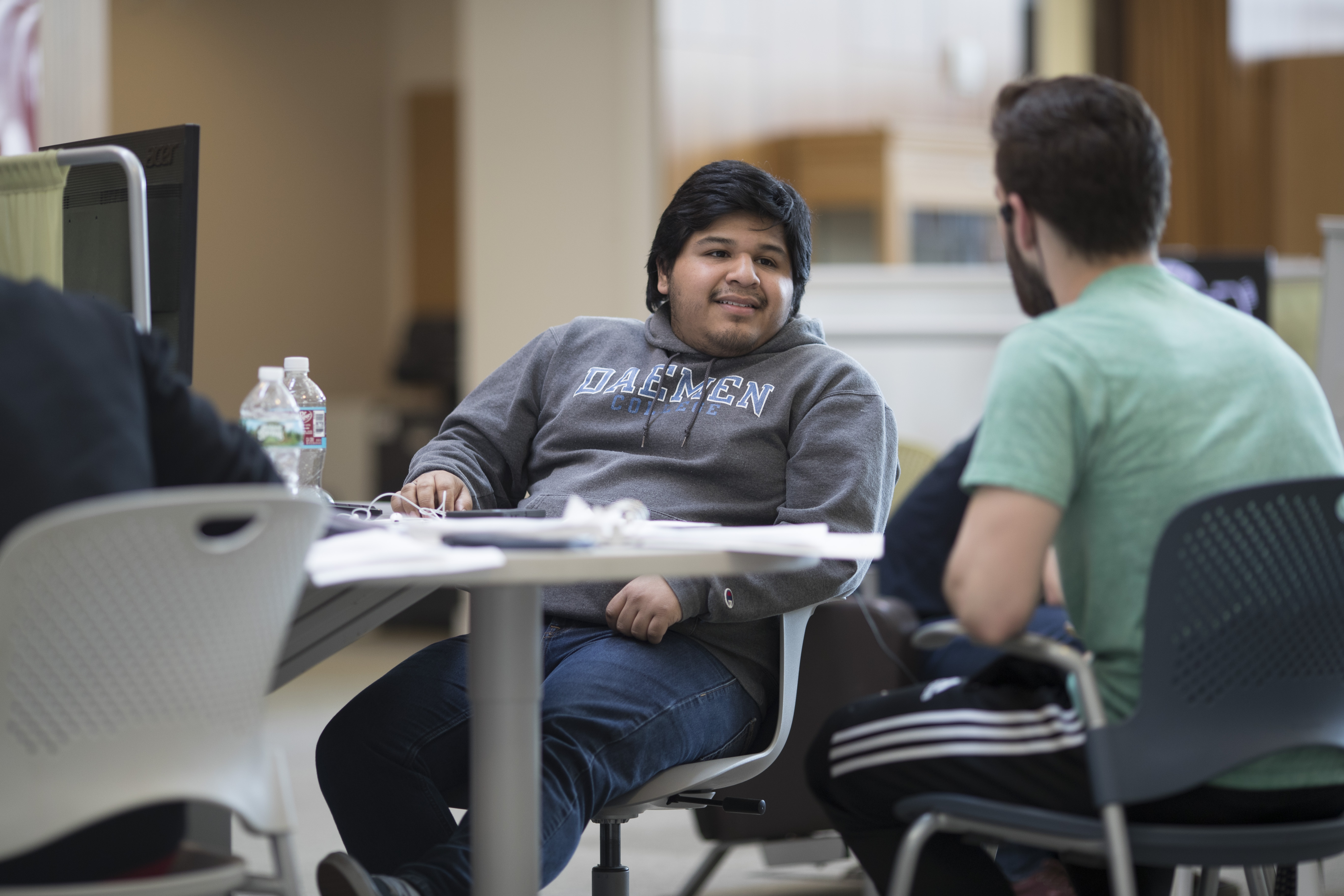 Two students in the library